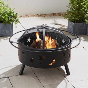 BillyOh Astral Outdoor Fire Pit BBQ with Spark Guard & Poker - Garden Patio Fire Pit Astral 71cm + BBQ + Spark Guard + Poker