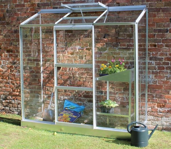 Halls Wall Garden (4/6ft Wide)-[Width:6ft]-[Finish:Aluminium Mill]-[Length:2ft]-[Glazing:Horticultural Glass]-[Base:Yes]