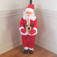 1m Traditional Sax Playing Musical Animated Standing Santa Father Christmas Figure