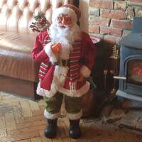 2ft (60cm) Traditional Standing Santa Father Christmas Figure with Scarf and Sack