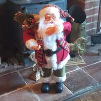 3ft (90cm) Traditional Standing Santa Father Christmas Figure with Scarf and Sack