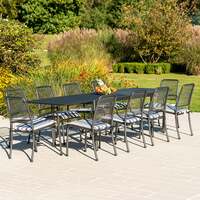 Alexander Rose Portofino 10 Seater Metal Garden Furniture Set with Extending Rectangular Table, Armchairs & Side Chairs, Set Only