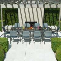 Alexander Rose Portofino 10 Seater Metal Garden Furniture Set with Extending Rectangular Table & Woven Armchairs