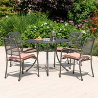 Alexander Rose Portofino 4 Seater Metal Garden Furniture Set with Round Table & Armchairs, With Ochre Cushions