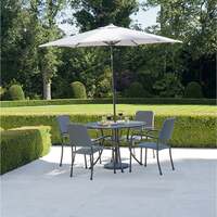 Alexander Rose Portofino 4 Seater Metal Garden Furniture Set with Round Table & Woven Armchairs