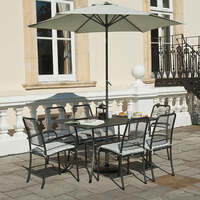 Alexander Rose Portofino 6 Seater Metal Garden Furniture Set with Rectangular Table, Armchairs & Side Chairs, Set only