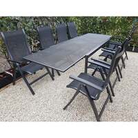 Alexander Rose Portofino 8 Seater Metal Garden Furniture Set with Extending Table & Recliner Chairs