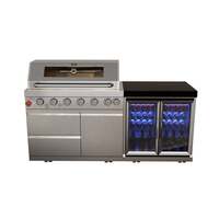 Draco Grills 6 Burner Stainless Steel Outdoor Kitchen with Double Fridge, End of April 2022 / Without Granite Side Panels