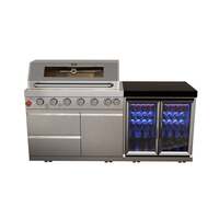 Draco Grills 6 Burner Stainless Steel Outdoor Kitchen with Double Fridge, End of May 2022 / With Granite Side Panels