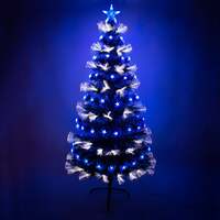 Green Christmas Tree with White Fibre Optic and Blue LED Lights and Stars - 2ft, 3ft, 4ft, 5ft, 6ft, 2ft/ 60cm