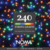 Noma 120, 240, 360, 480, 720, 1000 Multifunction Christmas Lights with Green Cable- Multicolour, 240 Bulbs