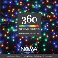 Noma 120, 240, 360, 480, 720, 1000 Multifunction Christmas Lights with Green Cable- Multicolour, 360 Bulbs