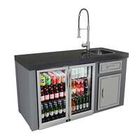 Draco Grills Avalon Stainless Steel Outdoor Kitchen Double Fridge and Sink, End of May