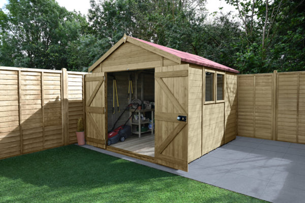 Timberdale Tongue and Groove Pressure Treated 10x8 Apex Double Door Wooden Garden Shed (Installation Included)