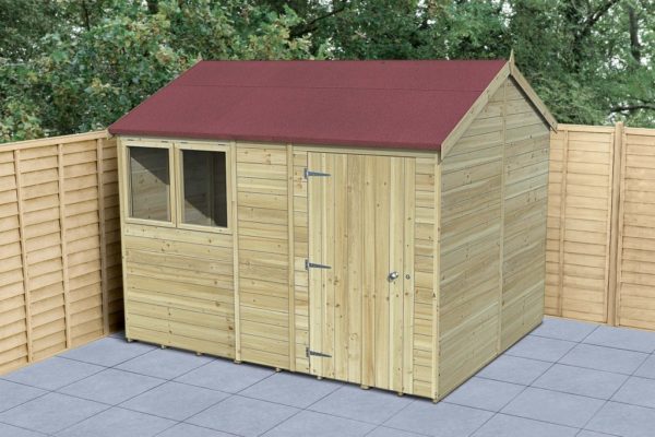Timberdale Tongue and Groove Pressure Treated 10x8 Reverse Apex Wooden Garden Shed (Installation Included)