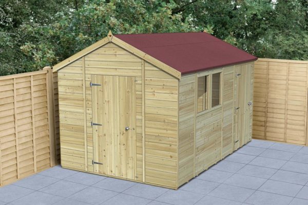 Timberdale Tongue and Groove Pressure Treated 12x8 Reverse Apex Combo Wooden Garden Shed
