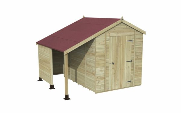 Timberdale Tongue and Groove Pressure Treated 8x6 Apex Wooden Garden Shed With Log Store (Installation Included)