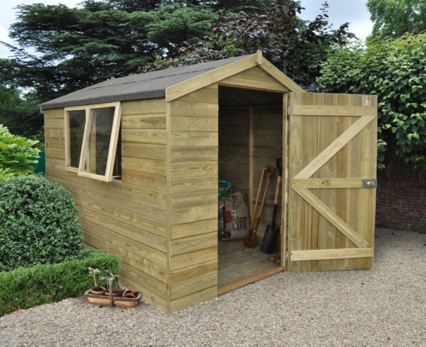 Forest Garden Apex Tongue & Groove Pressure Treated 8 x 6 Wooden Garden Shed (ASSEMBLED)