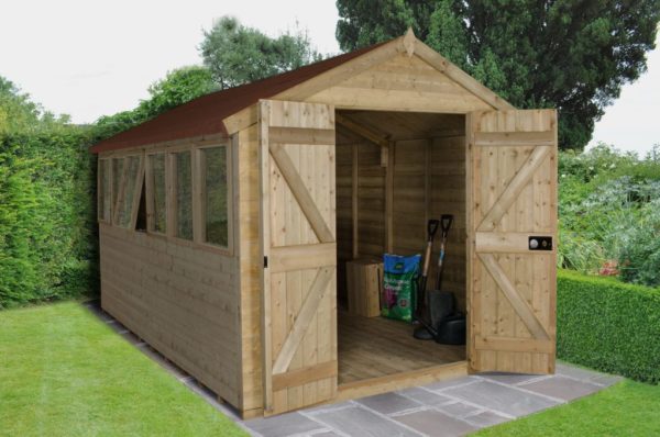 Forest Garden Tongue & Groove Pressure Treated 12x8 Apex Shed with Double Door