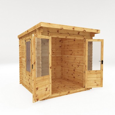 Mercia 7' x 7' Pent Log Cabin - Premium Untreated Log Clad