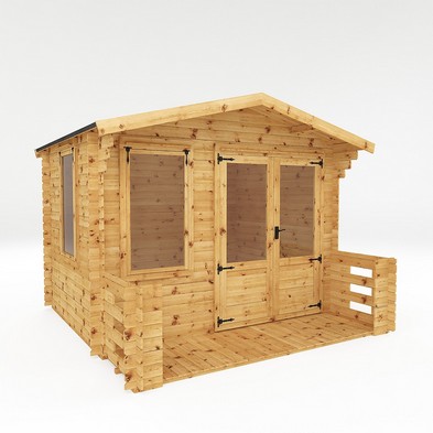 Mercia 9' 2" x 11' 2" Apex Log Cabin - Premium Untreated Log Clad