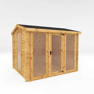 Mercia 9' 2" x 7' 6" Apex Log Cabin - Premium Untreated Log Clad