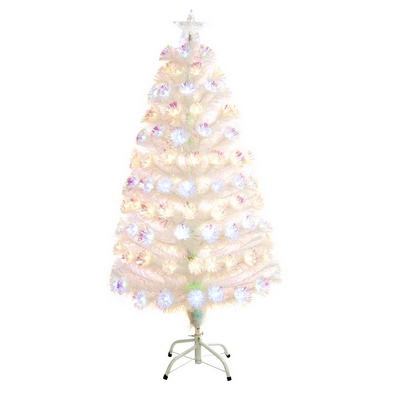 120cm (4 Foot) Warm & White Flower Fibre Optic 130 Tips Christmas Tree