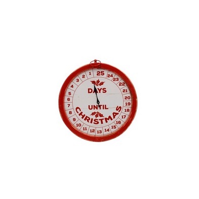 Christmas Countdown Clock Red & White Wood - 37.5cm by Festive