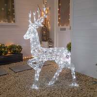 1.35M Acrylic Outdoor Light Up Christmas Reindeer Stag with 180 White LED's