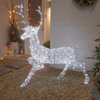1.4M Acrylic Outdoor Light Up Christmas Reindeer Stag with 300 White LED's