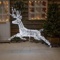1.5M Acrylic Outdoor Light Up Christmas Leaping Reindeer Stag with 300 White LED's