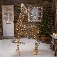 2M Grey Wicker Christmas Outdoor Light Up Reindeer Stag With 400 White LEDS