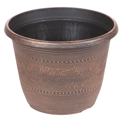 Acorn Round Planter 25cm (10in) Copper-Tone