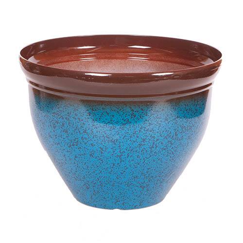 Ceramic Look Planter 39.5cm (15.5in) Mottled Blue