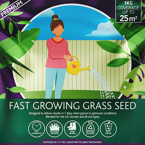 Fast Grass Seed Mix, Multi-Purpose Lawn Seed, 1kg