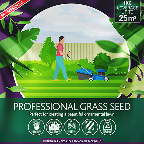 Luxury Front Lawn, Premium Professional Grass Seed Mix, 1kg