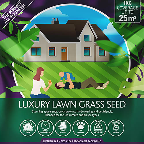 Luxury Lawn, Premium Grass Seed Mix,1kg