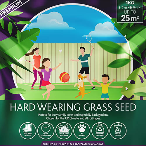 Multi-Purpose & Hardwearing Grass Seed Mix - Back Lawn, 1kg