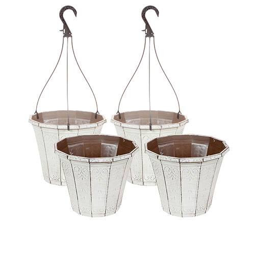 Set of 4 Callista Round Planters and Baskets 25-30cm (10-12in) Vintage Rust