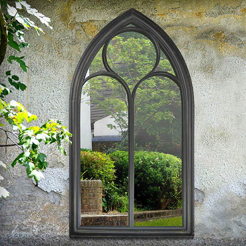 Somersham Chapel Arch Garden Mirror-Black
