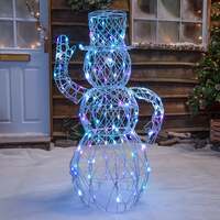 1M Colour Changing White Wicker Christmas Snowman with 120 LEDS