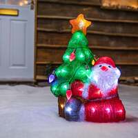 41CM Acrylic Santa and Christmas Tree With Lights and Timer
