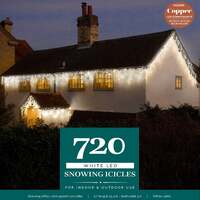 Noma Christmas 144, 240, 360, 480, 720, 960 White Snowing Icicle LED Lights with White Cable, 720 Bulbs