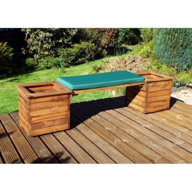 Deluxe Garden Planter Bench by Charles Taylor - 2 Seats Green Cushions