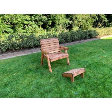 Scandinavian Redwood Garden Relaxer Chair & Footstool Set by Charles Taylor