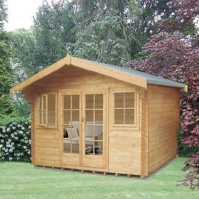 Shire Clipstone 11' 9" x 11' 9" Apex Log Cabin - Premium 28mm Cladding Tongue & Groove with Assembly