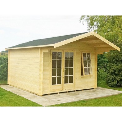 Shire Glenmore 11' 9" x 13' 8" Apex Log Cabin - Premium 28mm Cladding Tongue & Groove with Assembly
