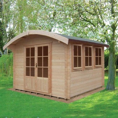 Shire Kilburn 11' 9" x 11' 9" Curved Log Cabin - Premium 28mm Cladding Tongue & Groove with Assembly