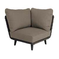 Alexander Rose Cordial Luxe Outdoor Dark Grey Corner Module with Cushion, Kvadrat Khaki