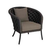 Alexander Rose Cordial Wide Rope Curved Top Lounge Chair - Dark Grey, Kvadrat Khaki